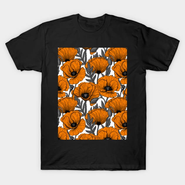 Orange poppy garden T-Shirt by katerinamk